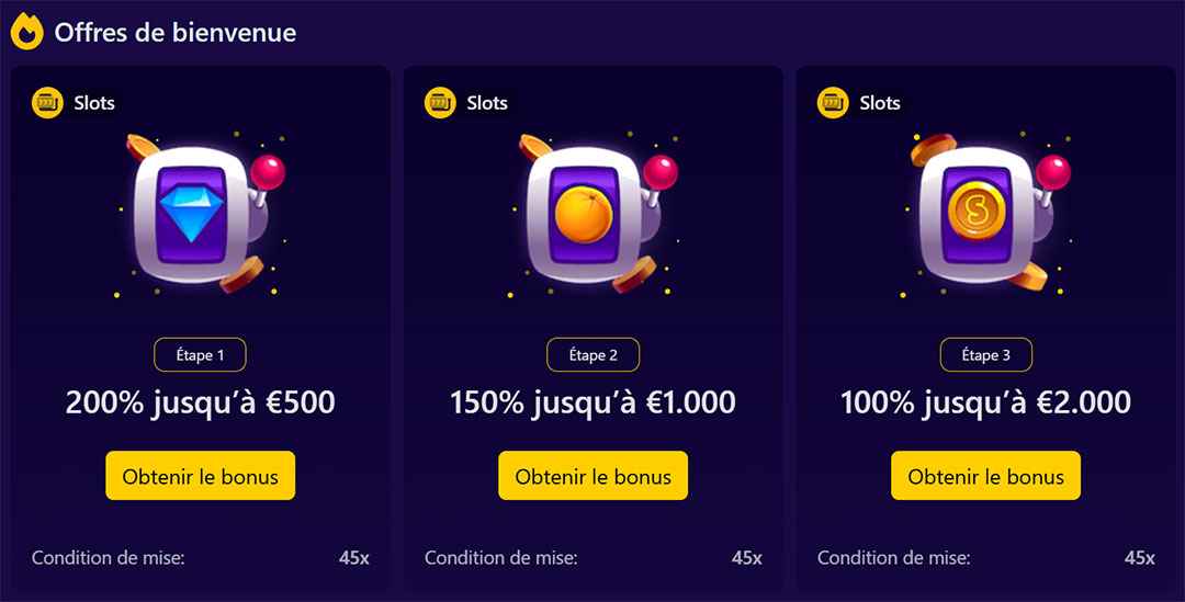 offre de bienvenue slotticasino